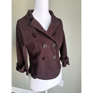 ALLIHOP ANTHROPOLOGIE Through the Seasons Blazer Plum Purple 3/4 Sleeve Small XS
